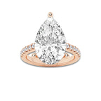 8.42 ctw Pear Lab-Grown Diamond Hidden Halo Side Stone Engagement Ring in 18K Rose Gold for Women | Colorless D, VVS1 Clarity, IGI Certified 8.00 ct Center Diamond