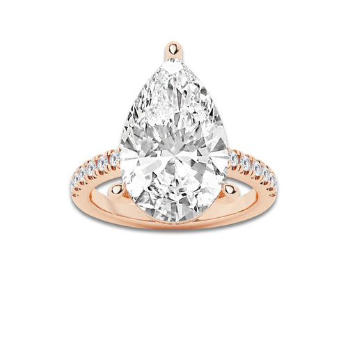 8.42 ctw Pear Lab-Grown Diamond Hidden Halo Side Stone Engagement Ring in 18K Rose Gold for Women | Colorless D, VVS1 Clarity, IGI Certified 8.00 ct Center Diamond