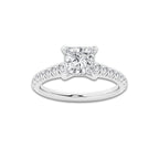 1.39 ctw Princess Lab-Grown Diamond Pave Engagement Ring in 14K White Gold for Women | D Color, VVS1 Clarity, IGI Certified 1.00 ct Center Diamond