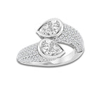 3 1/2 ctw Pear Lab Grown Diamond Pave Bypass Ring Platinum, E, VS1