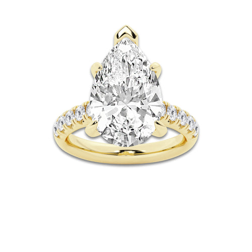 7.55 ctw Pear Lab-Grown Diamond Pave Engagement Ring in 14K Yellow Gold for Women | E Color, VS1 Clarity, IGI Certified 7.00 ct Center Diamond