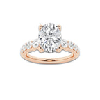2.04 Ct Oval Lab-Grown Diamond Half Eternity Engagement Ring in 14K Rose Gold for Female, Colorless (E), VS1 Clarity | IGI Certified, 1.50 Ct Center Diamond