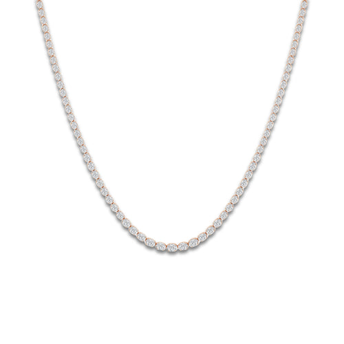 10 ctw Oval Lab Grown Diamond East West Tennis Necklace 14K Rose Gold, DE, VS1