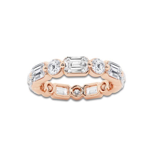 Gina 4 ctw Emerald Lab Grown Diamond Floating Eternity Band - 3.4mm Width 14K Rose Gold, DE, VS1