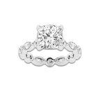 4 5/8 ctw Cushion Lab Grown Diamond Solitaire Alternating Round and Marquise Eternity Engagement Ring Platinum, D, VVS | 3 ct Center