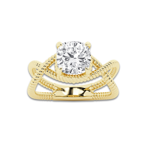 Isla 3 ctw Cushion Lab Grown Diamond Solitaire Engagement Ring 14K Yellow Gold, D, VVS | IGI Certified, 3 ct Center