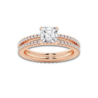 Maya 1 3/4 ctw Asscher Lab Grown Diamond Split Double Band Eternity Engagement Ring 14K Rose Gold, D, VVS | IGI Certified, 1 ct Center