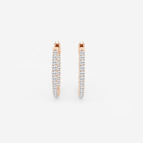 1 ctw Round Lab Grown Diamond Inside Out Hoop Earrings 14K Rose Gold, DE, VS1