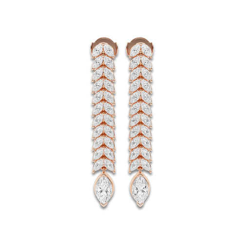 5 1/2 ctw Marquise Lab Grown Diamond Double Row Dangle Earrings 14K Rose Gold, DE, VS1