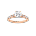 1.14 ctw Round Lab-Grown Diamond Pave Engagement Ring in 14K Rose Gold for Women | E Color, VS1 Clarity, IGI Certified 0.75 ct Center Diamond