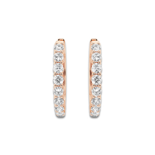 1 1/2 ctw Round Lab Grown Diamond Shared Prong Hoop Earrings 14K Rose Gold, DE, VS1