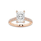 2.75 ctw Radiant Lab-Grown Diamond Hidden Halo Side Stone Engagement Ring in 18K Rose Gold for Women | Colorless D, VVS1 Clarity, IGI Certified 2.50 ct Center Diamond