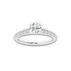 1.39 ctw Round Lab-Grown Diamond Pave Engagement Ring in Platinum for Women | E Color, VS1 Clarity, IGI Certified 1.00 ct Center Diamond