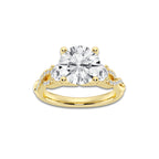 3.60 ctw Round Lab-Grown Diamond Side Stone Engagement Ring in 14K Yellow Gold for Women | Colorless D, VVS1 Clarity, IGI Certified 3.00 ct Center Diamond