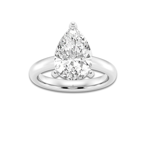 4.00 ctw Pear Lab-Grown Diamond Minimalist Engagement Ring in Platinum for Women | E Color, VS1 Clarity, IGI Certified