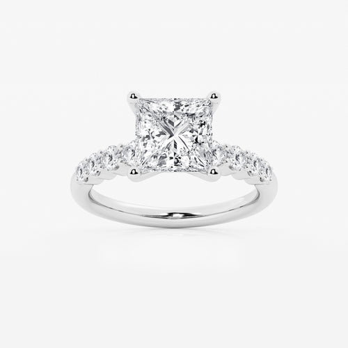 4.66 ctw Princess Lab-Grown Diamond Side Stone Engagement Ring in Platinum for Women | Colorless E, VS1 Clarity, IGI Certified 4.00 Ct Center Diamond