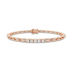 1 ctw Round Lab Grown Diamond Paper Clip Bracelet - 7 Inches 14K Rose Gold, DE, VS1