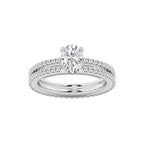 1.69 ctw Oval Lab-Grown Diamond Double Row Diamond Engagement Ring in Platinum for Women | Colorless E, VS1 Clarity, IGI Certified 1.00 ct Center Diamond