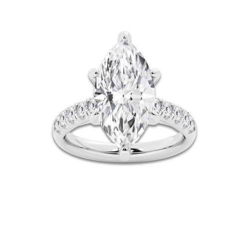 5.43 ctw Marquise Lab-Grown Diamond Pave Engagement Ring in Platinum for Women | E Color, VS1 Clarity, IGI Certified 5.00 ct Center Diamond