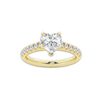1.91 ctw Heart Lab-Grown Diamond Pave Engagement Ring in 14K Yellow Gold for Women | D Color, VVS1 Clarity, IGI Certified 1.50 ct Center Diamond