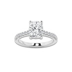 2.28 ctw Elongated Cushion Lab-Grown Diamond Hidden Halo Side Stone Engagement Ring in 18K White Gold for Women | Colorless E, VS1 Clarity, IGI Certified 2.00 ct Center Diamond