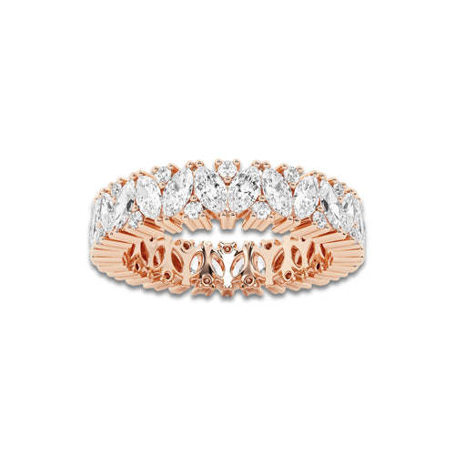Honor 2 1/2 ctw Marquise and Round Lab Grown Diamond Alternating Eternity Band - 4.8mm Width 14K Rose Gold, DE, VS1