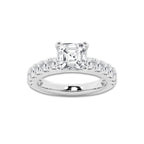 4.00 ctw Asscher Lab-Grown Diamond Split-Prong Set Side Stone Engagement Ring in 14K White Gold for Women | Colorless E, VS1 Clarity, IGI Certified 3.00 ct Center Diamond