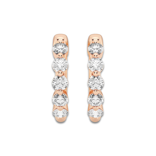7/8 ctw Round Lab Grown Diamond Floating Hoop Earrings 14K Rose Gold, DE, VS1