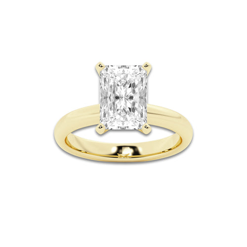 4.00 ctw Radiant Lab-Grown Diamond Minimalist Engagement Ring in 14K Yellow Gold for Women | E Color, VS1 Clarity, IGI Certified