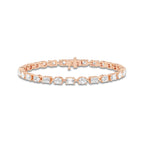 7 3/8 ctw Emerald and Oval Lab Grown Diamond Alternating Bracelet 7 Inches 18K Rose Gold, DE, VS1