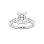 3.54 ctw Radiant Lab-Grown Diamond Side Stone Engagement Ring in 14K White Gold for Women | Colorless E, VS1 Clarity, IGI Certified 3.00 Ct Center Diamond