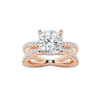 Alaia 4 ctw Cushion Lab Grown Diamond Engagement Ring 18K Rose Gold, E, VS1 | IGI Certified, 3 1/2 ct Center