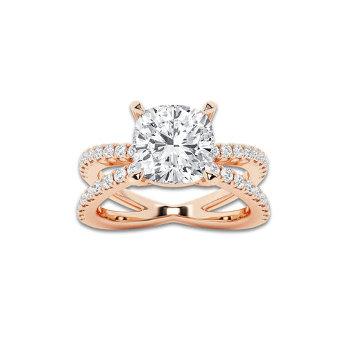 Alaia 4 ctw Cushion Lab Grown Diamond Engagement Ring 18K Rose Gold, E, VS1 | IGI Certified, 3 1/2 ct Center