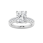 4.66 ctw Elongated Cushion Lab-Grown Diamond Side Stone Engagement Ring in Platinum for Women | Colorless E, VS1 Clarity, IGI Certified 4.00 Ct Center Diamond