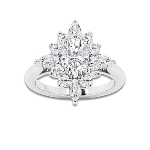 Sao 3 1/2 ctw Oval Lab Grown Diamond Halo Engagement Ring 14K White Gold, D, VVS | IGI Certified, 2 ct Center