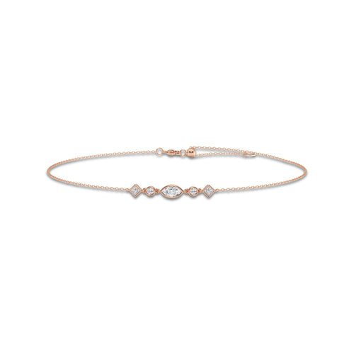 1/2 ctw Multi-Shape Lab Grown Diamond Anklet 14K Rose Gold, DE, VS1