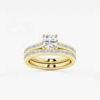 Synergy 1 3/4 ctw Round Lab Grown Diamond Baguette and Princess Side Stone Bridal Set 14K Yellow Gold, E, VS1 | IGI Certified, 1 ct Center
