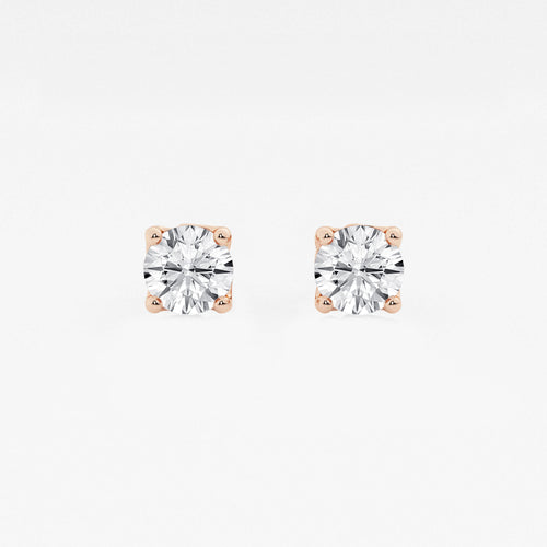 1 1/2 ctw Round Lab Grown Diamond Twisted Floral Solitaire Stud Earrings 14K Rose Gold, E, VS1