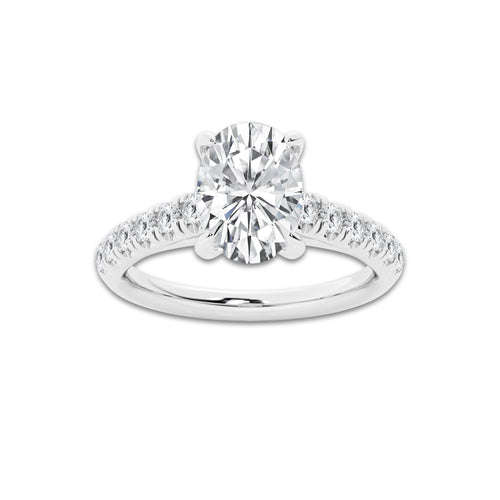 1.91 ctw Oval Lab-Grown Diamond Pave Engagement Ring in Platinum for Women | D Color, VVS1 Clarity, IGI Certified 1.50 ct Center Diamond