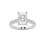 2.75 ctw Radiant Lab-Grown Diamond Hidden Halo Side Stone Engagement Ring in Platinum for Women | Colorless E, VS1 Clarity, IGI Certified 2.50 ct Center Diamond