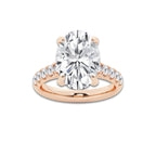6.55 ctw Oval Lab-Grown Diamond Pave Engagement Ring in 14K Rose Gold for Women | D Color, VVS1 Clarity, IGI Certified 6.00 ct Center Diamond