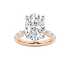 7.48 ctw Oval Lab-Grown Diamond Marquise Side Stone Engagement Ring in 14K Rose Gold for Women | Colorless E, VS1 Clarity, IGI Certified 7.00 ct Center Diamond