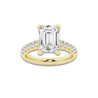 4.43 ctw Emerald Lab-Grown Diamond Pave Engagement Ring in 14K Yellow Gold for Women | E Color, VS1 Clarity, IGI Certified 4.00 ct Center Diamond