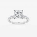 5.66 Ct Princess Lab-Grown Diamond Half Eternity Engagement Ring in 14K White Gold for Female, Colorless (D), VVS1 Clarity | IGI Certified, 5.00 Ct Center Diamond