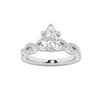 1.25 ctw Pear Lab-Grown Diamond Twisted Shank Engagement Ring in Platinum for Women | E Color, VS1 Clarity, IGI Certified 1.00 ct Center Diamond