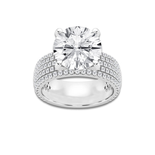 3 7/8 ctw Round Lab Grown Diamond Hidden Halo Engagement Ring Platinum, D, VVS | 3 ct Center
