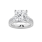 7.96 ctw Cushion Lab-Grown Diamond Three Stone Double Row Engagement Ring in Platinum for Women | D Color, VVS1 Clarity, IGI Certified 7.00 ct Center Diamond