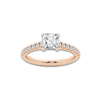 2.41 ctw Asscher Lab-Grown Diamond Pave Engagement Ring in 14K Rose Gold for Women | D Color, VVS1 Clarity, IGI Certified 2.00 ct Center Diamond
