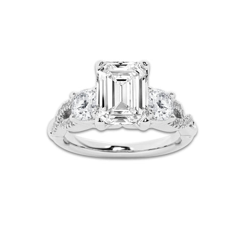 2.62 ctw Emerald Lab-Grown Diamond Side Stone Engagement Ring in Platinum for Women | Colorless D, VVS1 Clarity, IGI Certified 2.00 ct Center Diamond