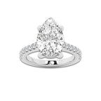 4.35 ctw Pear Lab-Grown Diamond Hidden Halo Side Stone Engagement Ring in 18K White Gold for Women | Colorless D, VVS1 Clarity, IGI Certified 4.00 ct Center Diamond